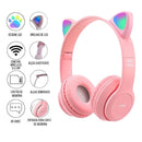 Kit Fone Ouvido Gatinho Bluetooth + relógio Led Infantil a prova d,água + Lousa Magica